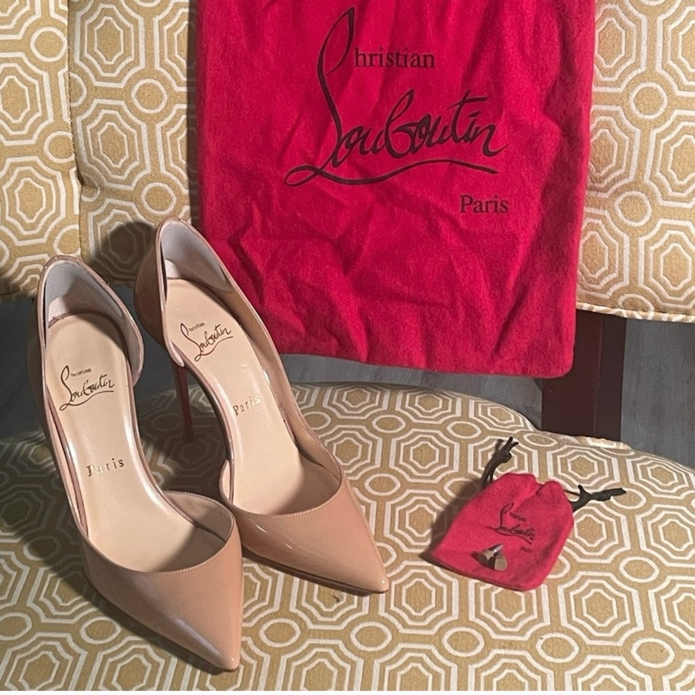 Authentic Christian Louboutin heels with dust bag for shoes and heel tips
